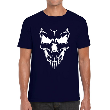 Skull Face Scary Horror Biker Racers Novelty Spooky Mens Tee Top