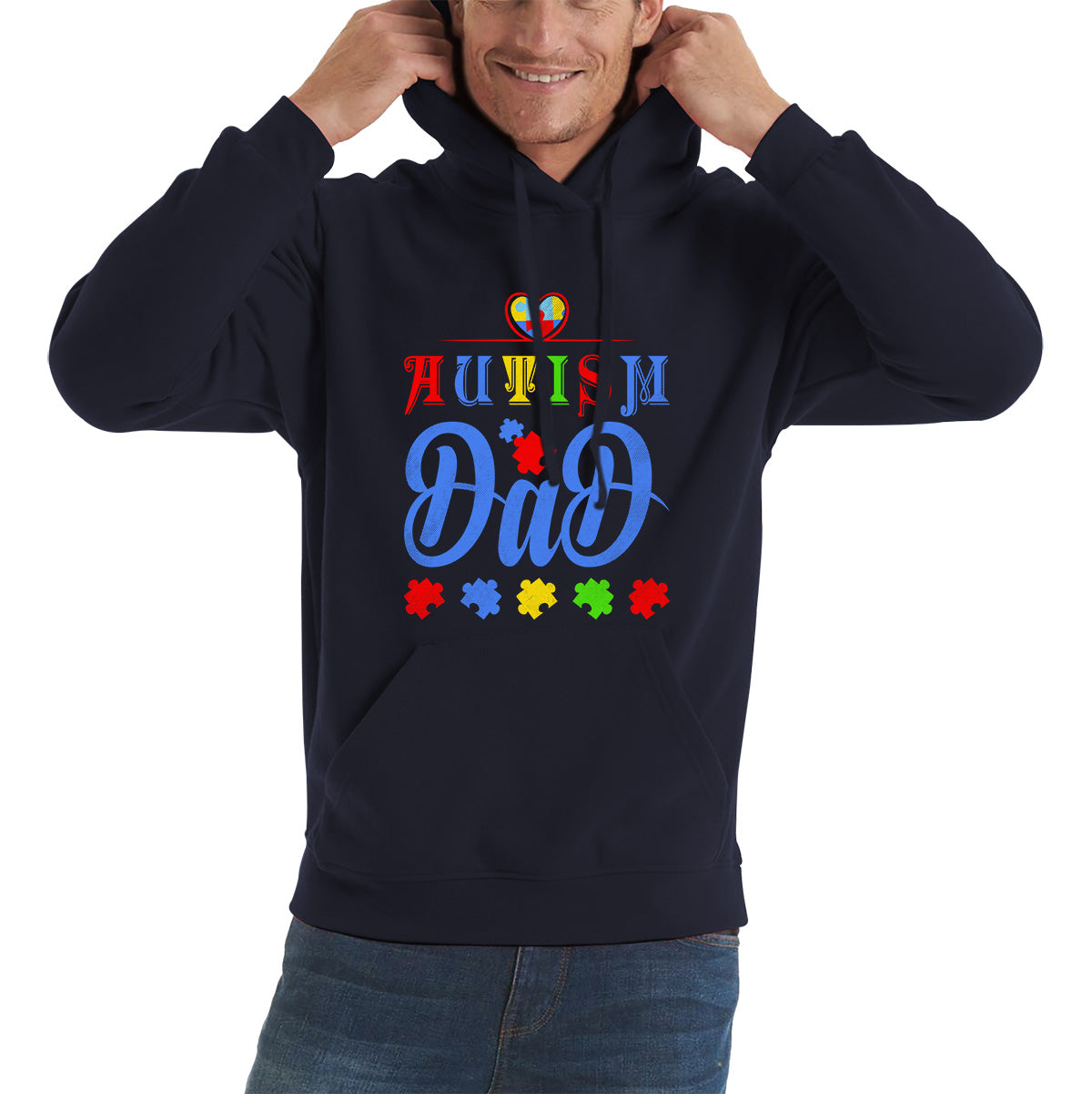 Autism Dad Autism Awareness Month Autism Support Proud Dad Autism Acceptance Puzzle Piece Unisex Hoodie