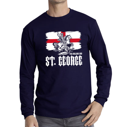 St George's Day Coat Of Arms Of Moscow Heraldic Horseman With A Spear In His Hand Slaying A Zilant Saint George And The Dragon England Flag Long Sleeve T Shirt