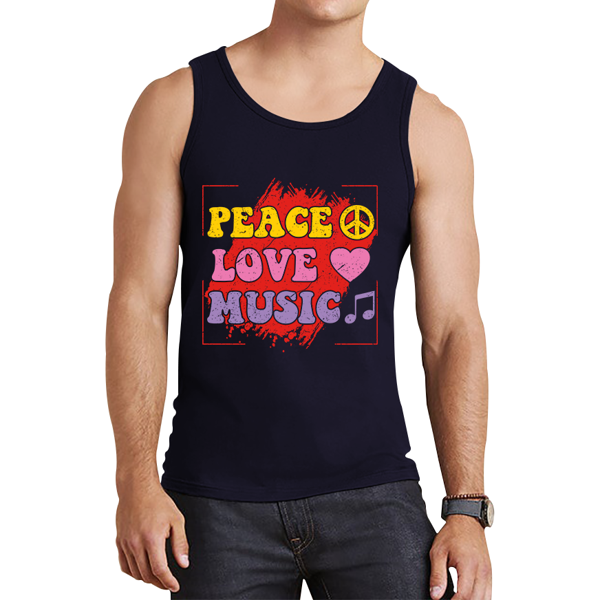 Peace Love Music Funny Music Lover Inspirational Motivational Music Festival Musician Tank Top