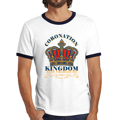 Coronation Kingdom King Charles III 6th May 2023 Royal Crown CR III His Majesty Union Jack Ringer T Shirt