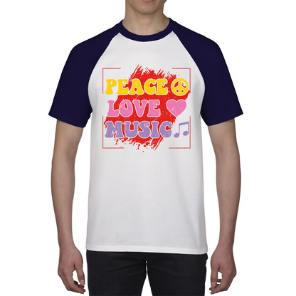 Peace Love Music Funny Music Lover Inspirational Motivational Music Festival Musician Baseball T Shirt