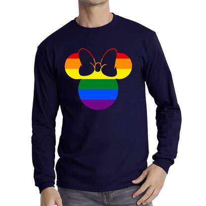 Disney Minnie Mouse Pride Disneyland LGBT Pride Month LGBTQ+ Rainbow Colours Disney World Long Sleeve T Shirt