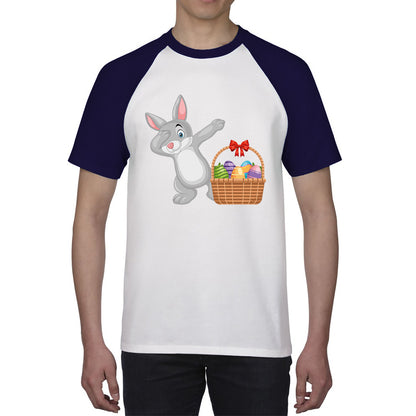 Dabbing Bunny With Eggs Basket Happy Easter Day Cute Rabbit Bunny Easter Day Baseball T Shirt