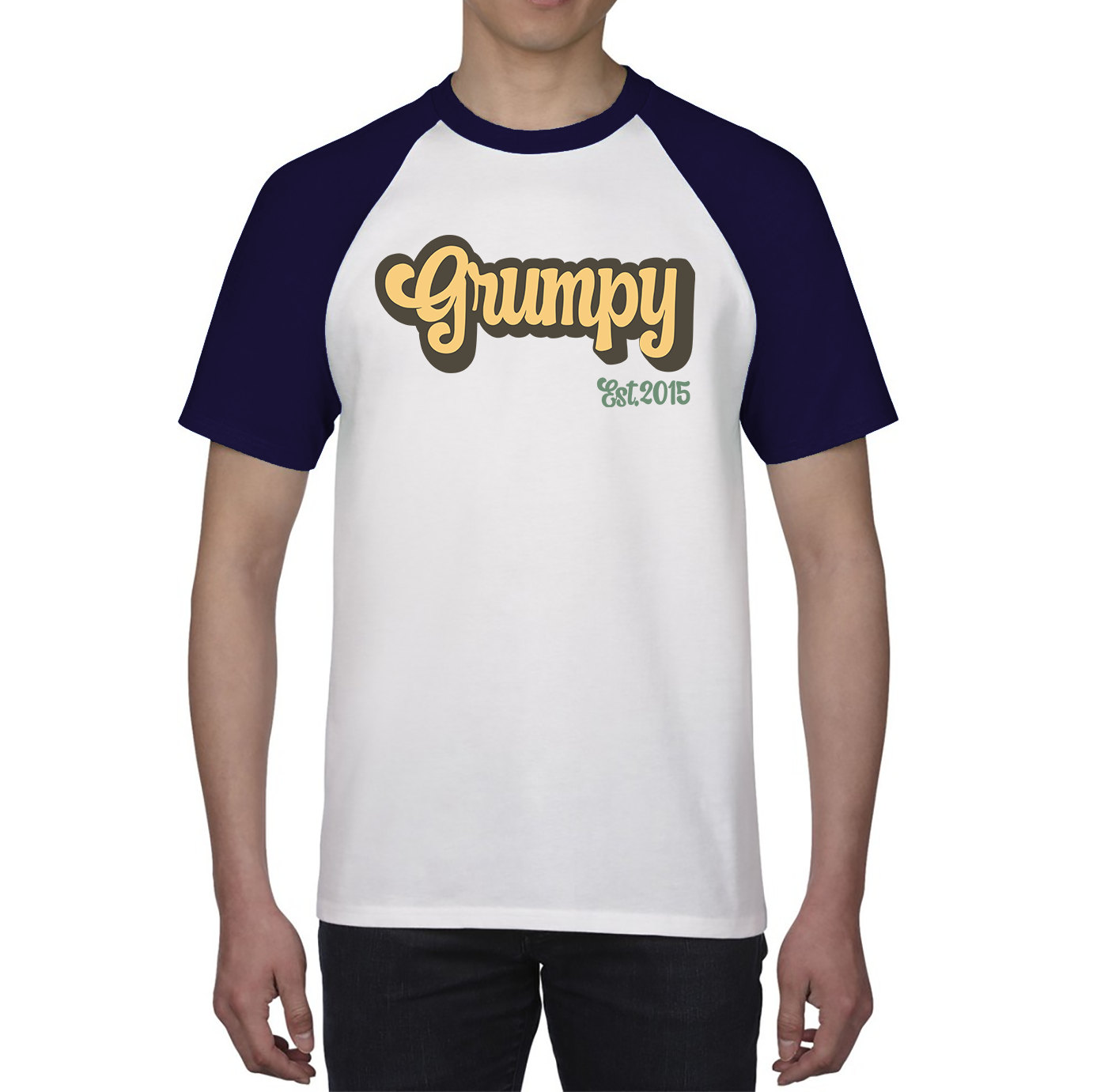 Grumpy EST 2015 Funny Sarcastic Birthday Baseball T Shirt