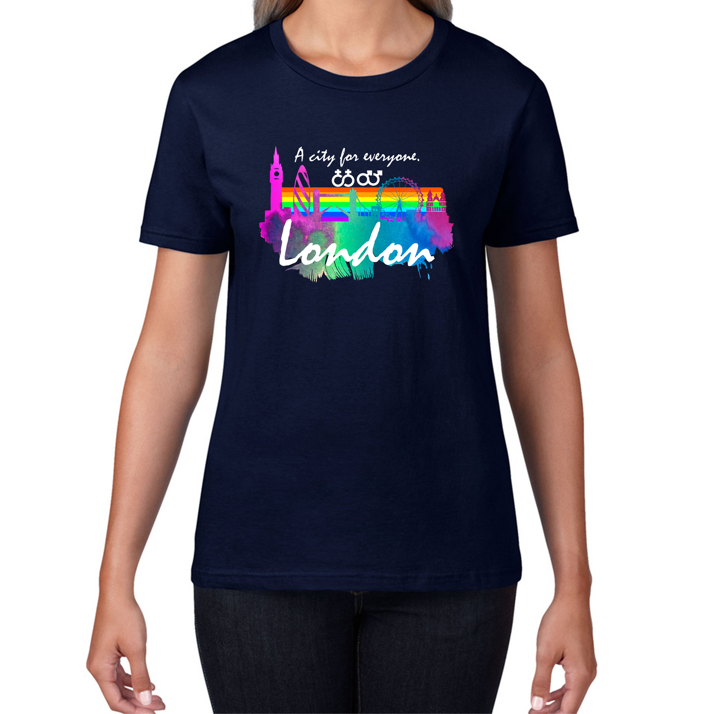 London A City For Everyone LGBT Gay Pride Lesbians Pride Colour Gift Womens Tee Top