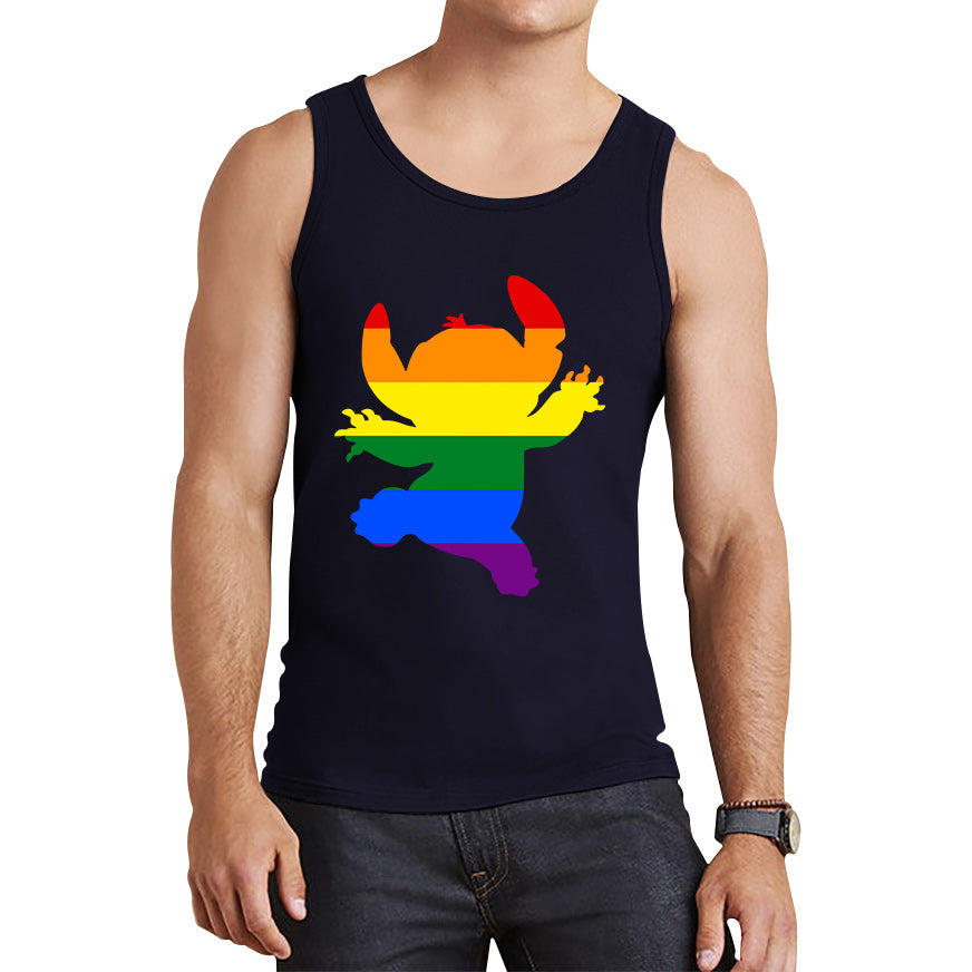 Disney Ohana Stitch Pride LGBT Lilo & Stitch Comedy Cartoon Pride Month LGBTQ+ Rainbow Colours Tank Top