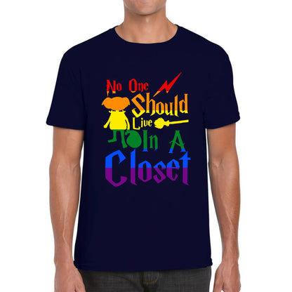 No One Should Live In A Closet Harry Potter LGBT Gay Pride Vintage Mens Tee Top