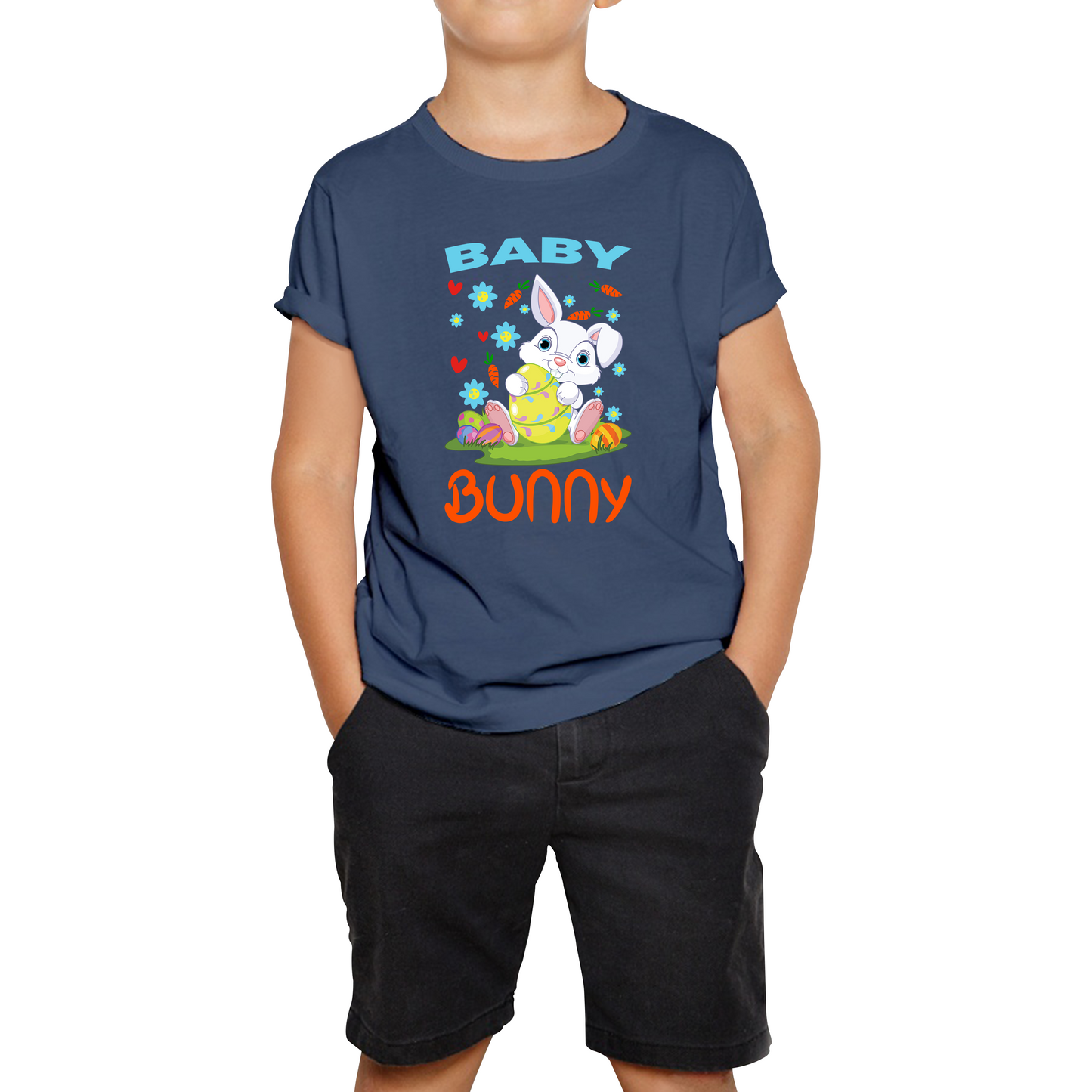 Baby Bunny Cute Little Bunny With Egg Happy Easter Day Kids Tee