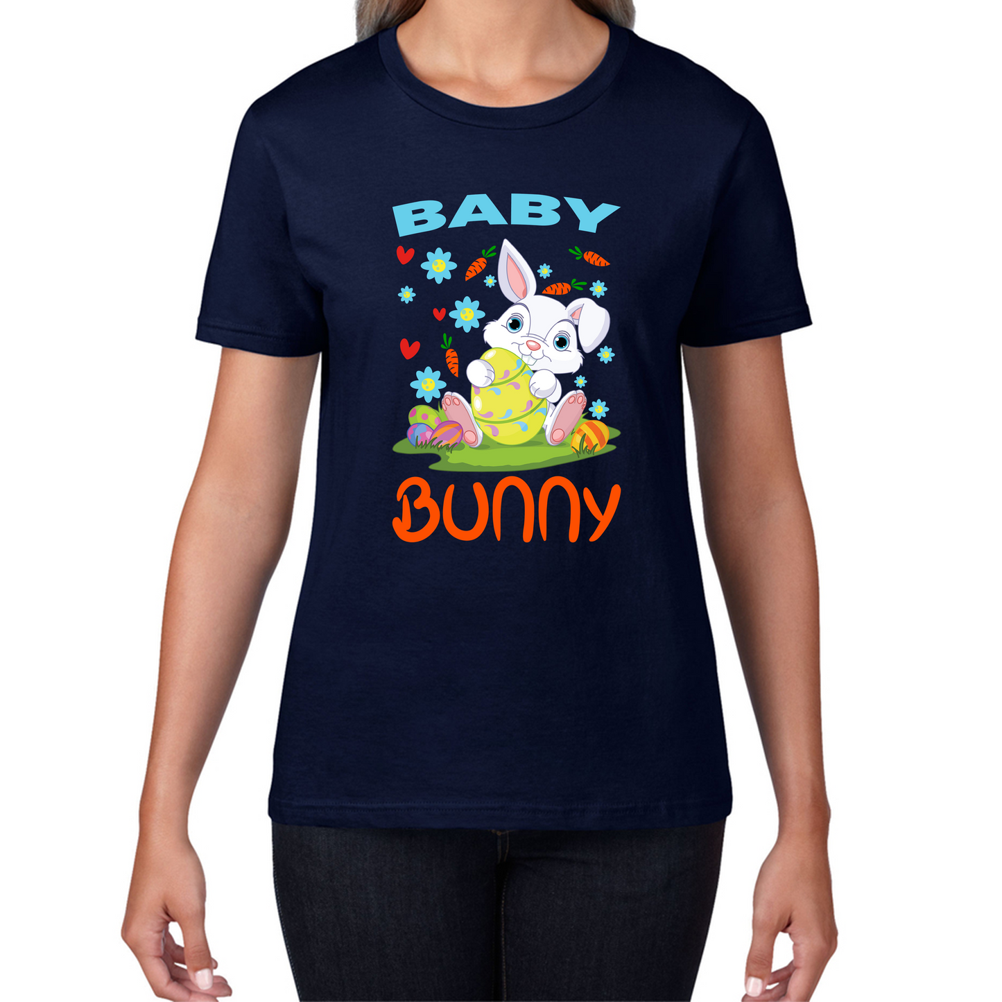 Baby Bunny Cute Little Bunny With Egg Happy Easter Day Womens Tee Top