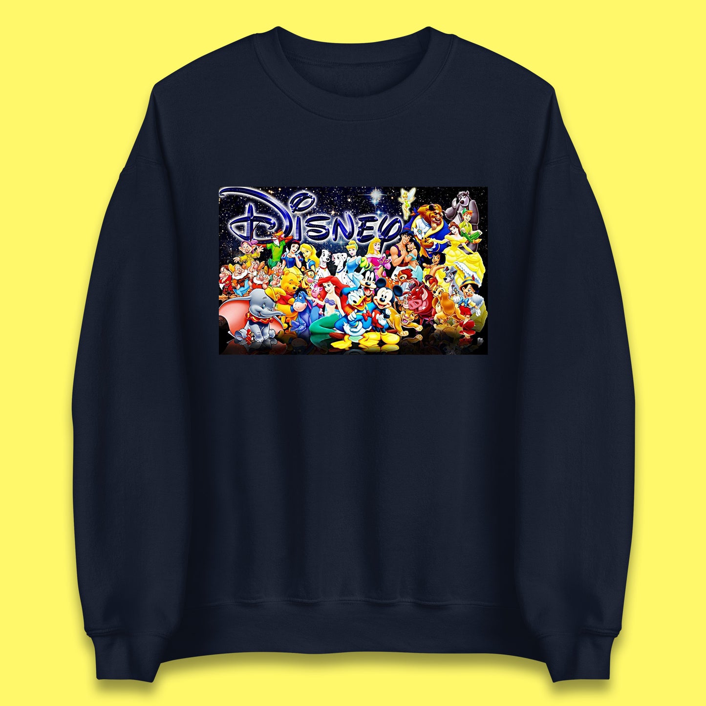 All Disney Fictional Characters Poster Disney Family Animated Cartoons Movies Characters Disney World Unisex Sweatshirt