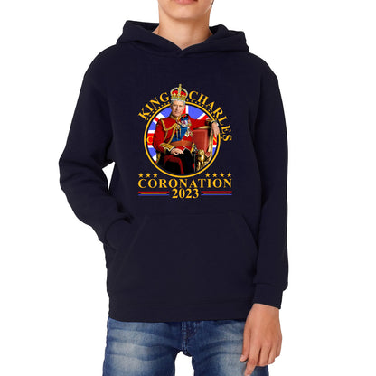 King Charles III Coronation 2023 Ruling Monarch Of England United Kingdom Royal Crown Kids Hoodie