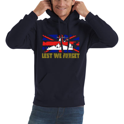 UK Flag British Armed Forces Day Lest We Forget Remembrance Day Veterans Day WWI Poppy Flower Unisex Hoodie