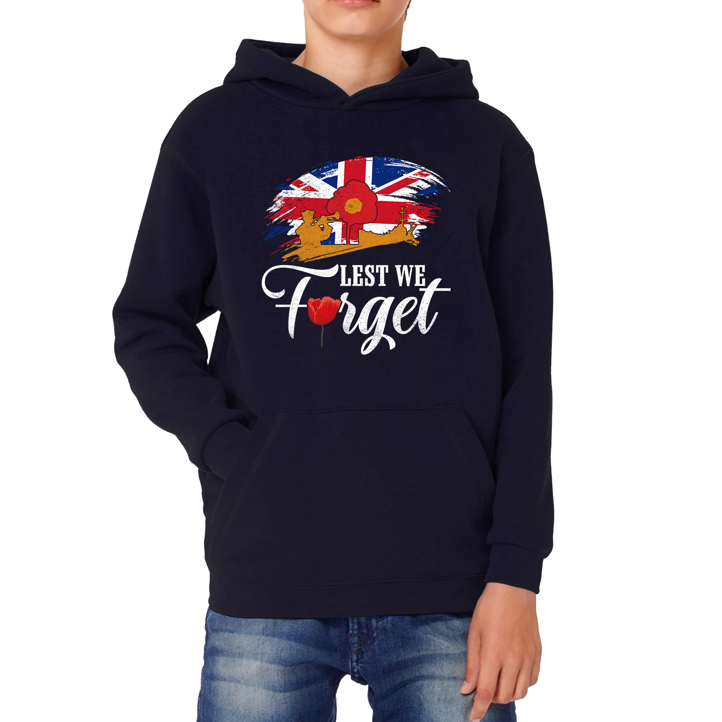 Poppy Flowers Lest We Forget Anzac Day British Veterans Hoodie