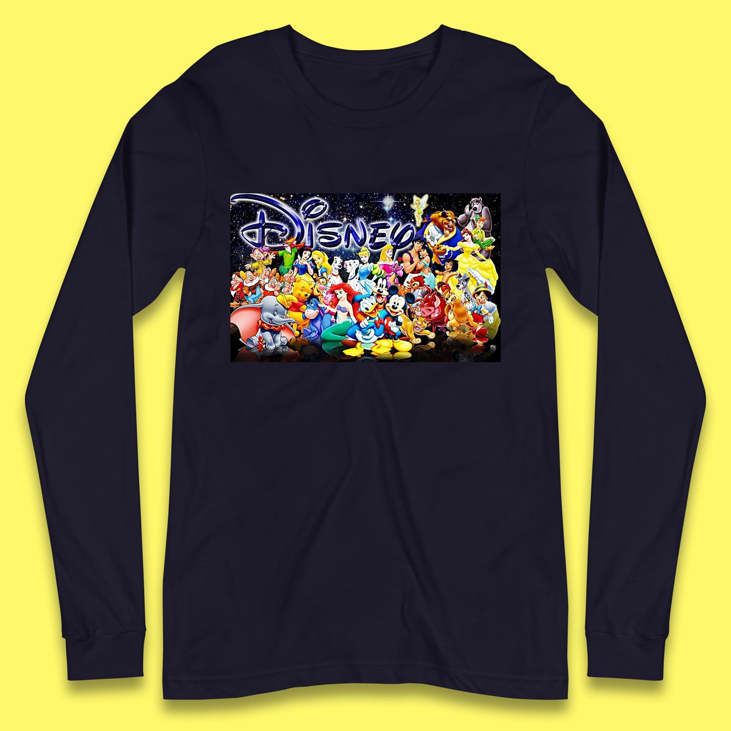 All Disney Fictional Characters Poster Disney Family Animated Cartoons Movies Characters Disney World Long Sleeve T Shirt