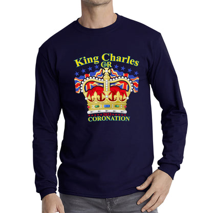 King Charles III 2023 Coronation  Royal Crown UK Ruling Monarch CR III Great Britain Pride Long Sleeve T Shirt