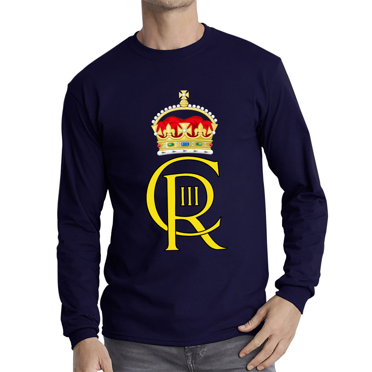 Royal Cypher King Charles III Coronation CR III Ruling Monarch Of Uk Royal Crown Great Britain Long Sleeve T Shirt