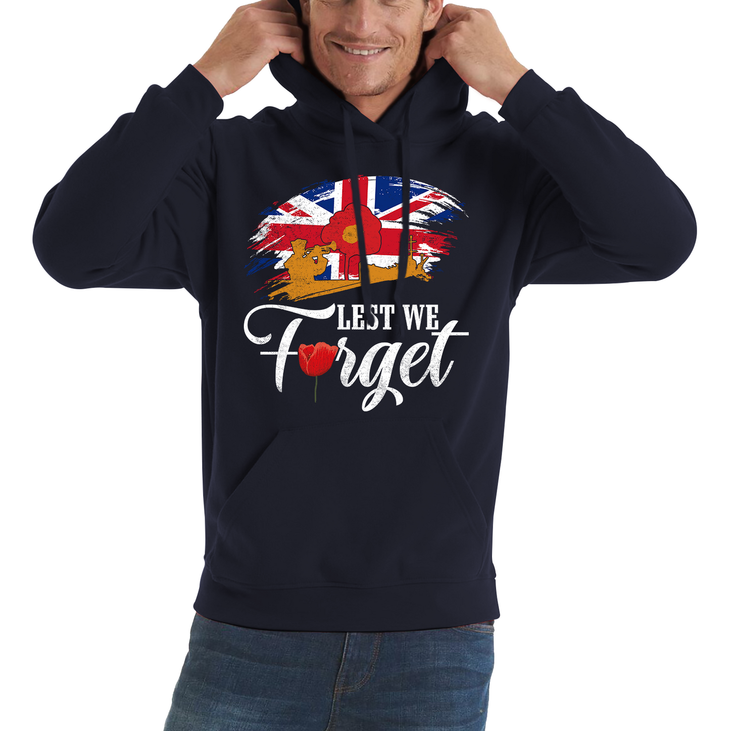 Poppy Flowers Lest We Forget Anzac Day British Veterans Hoodie