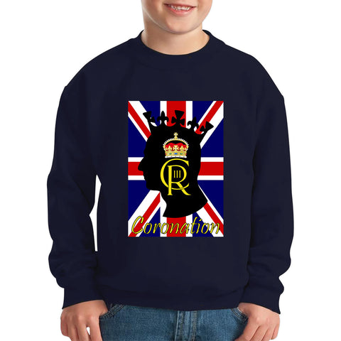 CR III Coronation Of King Charles III Royal Crown British Flag Great Britain Union Jack Kids Jumper