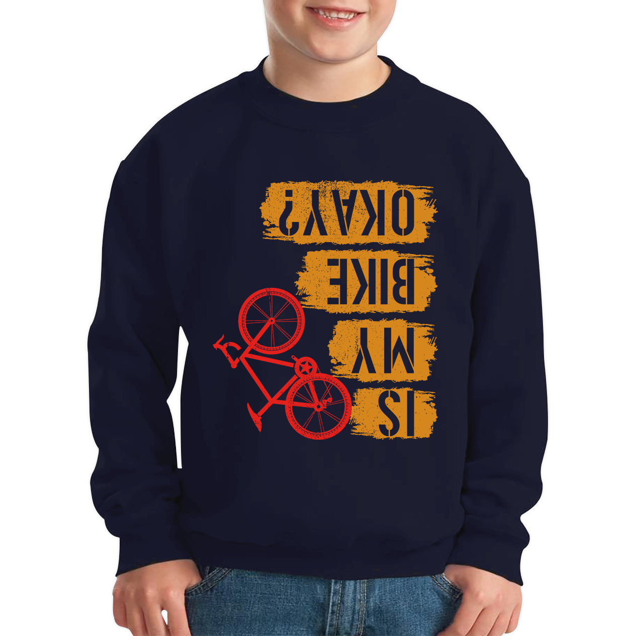 Is My Bike Okay Cycling Cyclist Accidental Biking Joke Funny Sarcastic Kids Jumper