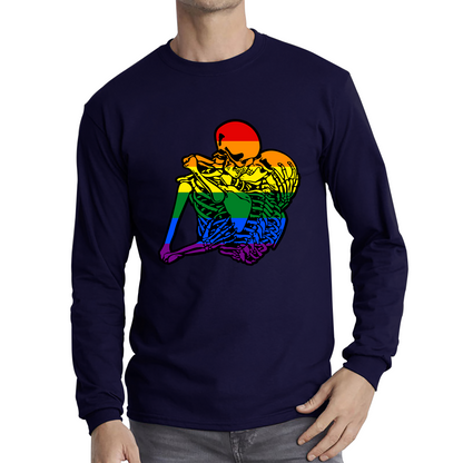 Kissing Skeletons Gay Pride LGBT Gay Skull Halloween LGBTQ+ Rainbow Pride Month Long Sleeve T Shirt