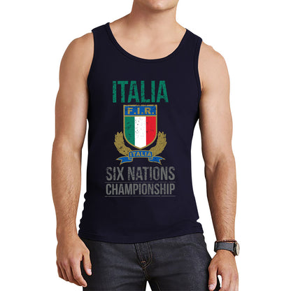 Italia Flag Logo Rugby Cup European Support World Six Nations Championship Tank Top