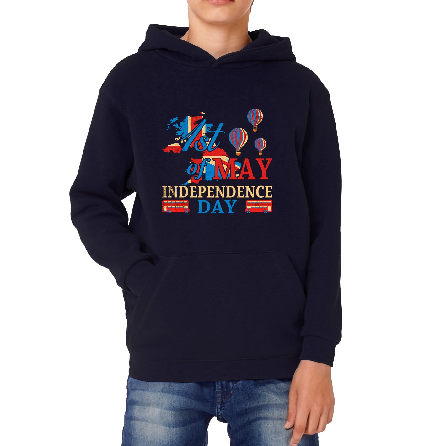 1st Of May British Independence Day UK Independence Day British Country Love Patriotism UK Union Jack Flag Kids Hoodie