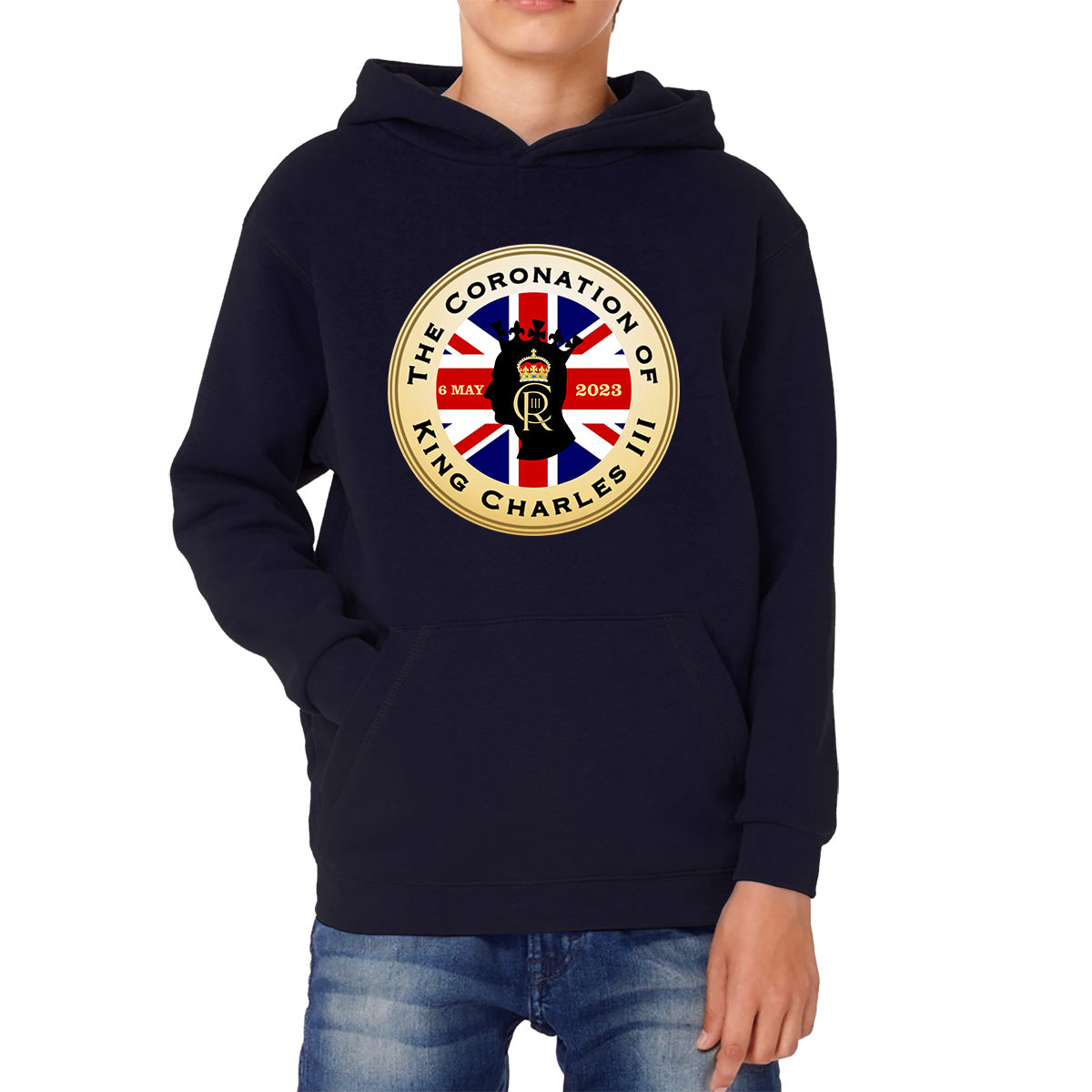 The Coronation Of King Charles III 6th May 2023 CR III Royal Crown United Kingdom Flag Kids Hoodie