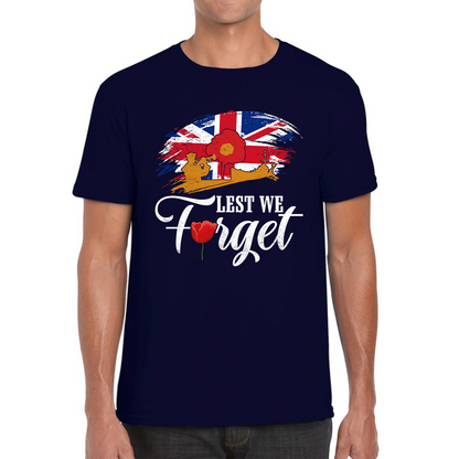 Poppy Flowers Lest We Forget Anzac Day British Veterans T Shirt