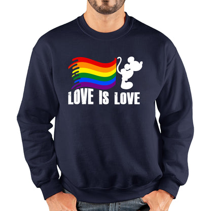 Love Is Love Disney Mickey Mouse Pride Flag Disneyland LGBT Flag Cartoon Pride Unisex Sweatshirt