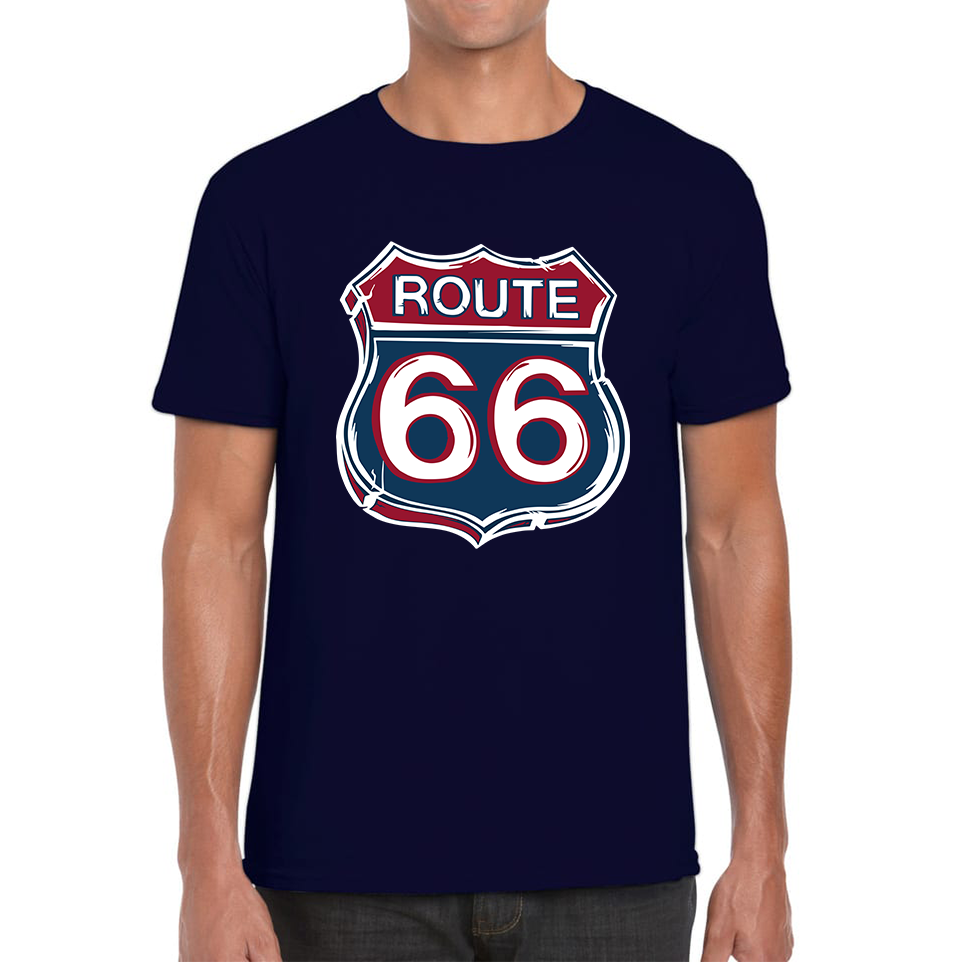 Route 66 Baseball Highway 66 US Biking Riding Highway Main Street of America Mens Tee Top