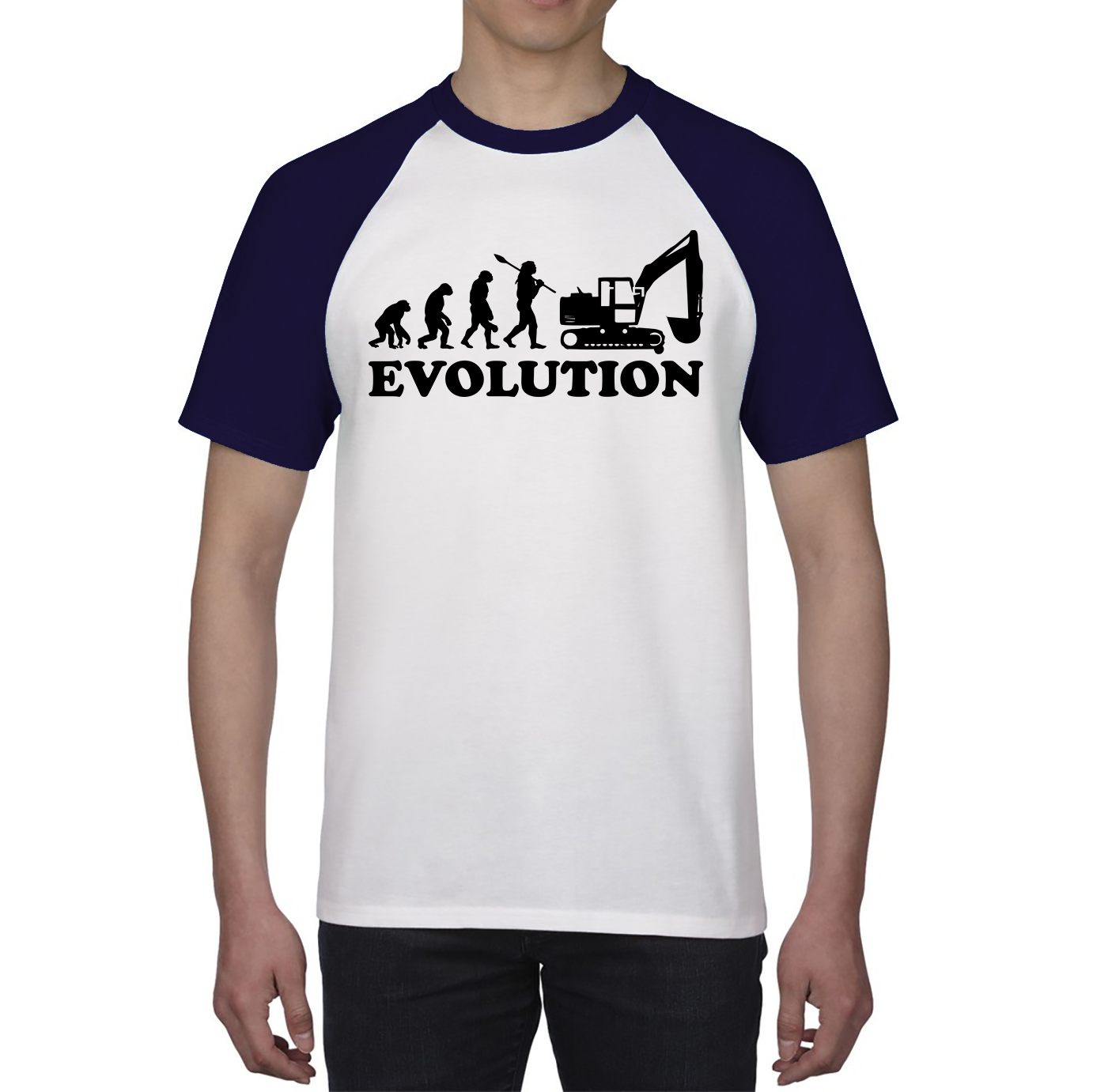 Evolution Of Excavator Operator Bulldozer Construction Digger Excavator Baseball T Shirt