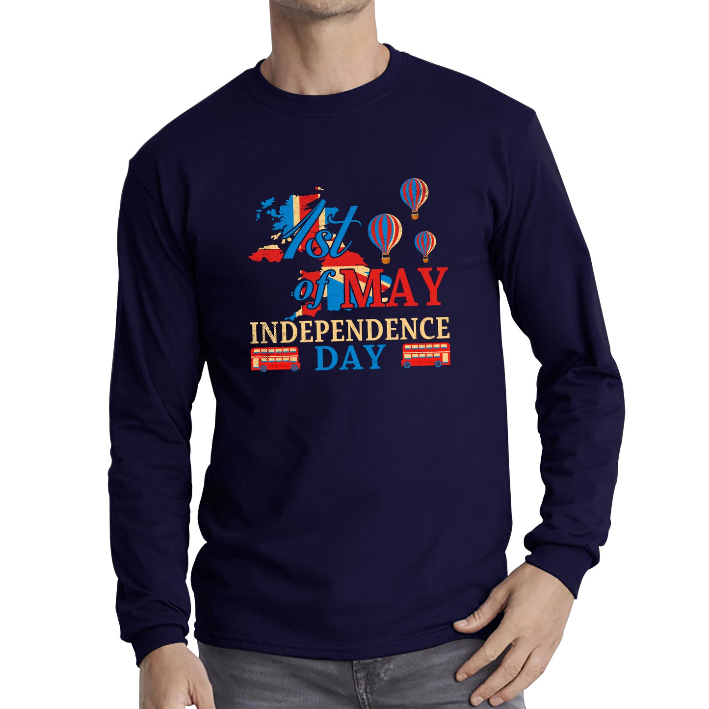 1st Of May British Independence Day UK Independence Day British Country Love Patriotism UK Union Jack Flag Long Sleeve T Shirt