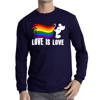 Love Is Love Disney Mickey Mouse Pride Flag Disneyland LGBT Flag Cartoon Pride Long Sleeve T Shirt