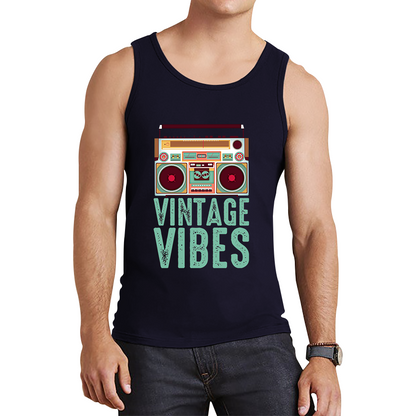 Boombox Vintage Vibes Old School Music Retro Cassette Tape Player Tank Top