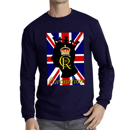 CR III Coronation Of King Charles III Royal Crown British Flag Great Britain Union Jack Long Sleeve T Shirt