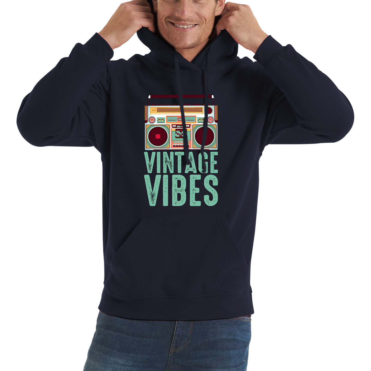 Boombox Vintage Vibes Old School Music Retro Cassette Tape Player Unisex Hoodie