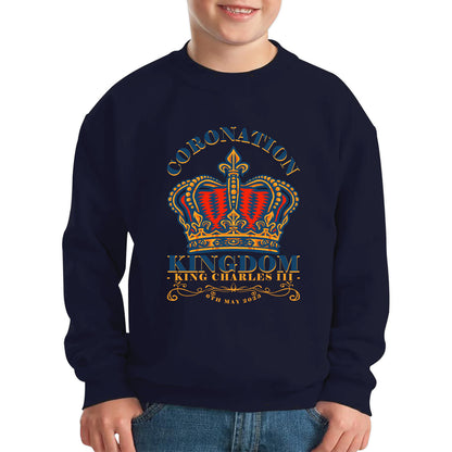 Coronation Kingdom King Charles III 6th May 2023  Royal Crown CR III His Majesty Union Jack Kids Jumper