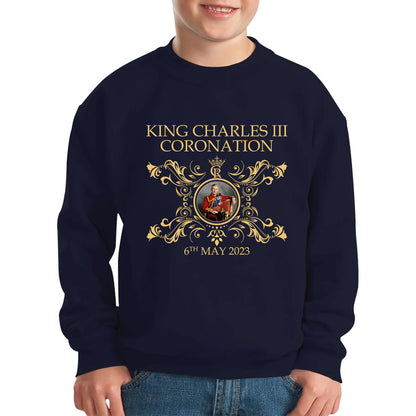 King Charles III Coronation 6th May 2023 Royal Cypher CR III Union Jack Ruling Monarch Of England Kids Jumper