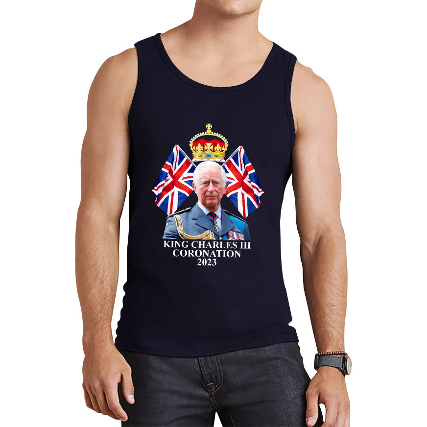 King Charles III Coronation 2023 British United Kingdom Uk Flags CR III Royal Crown Ruling Monarch Of England Tank Top