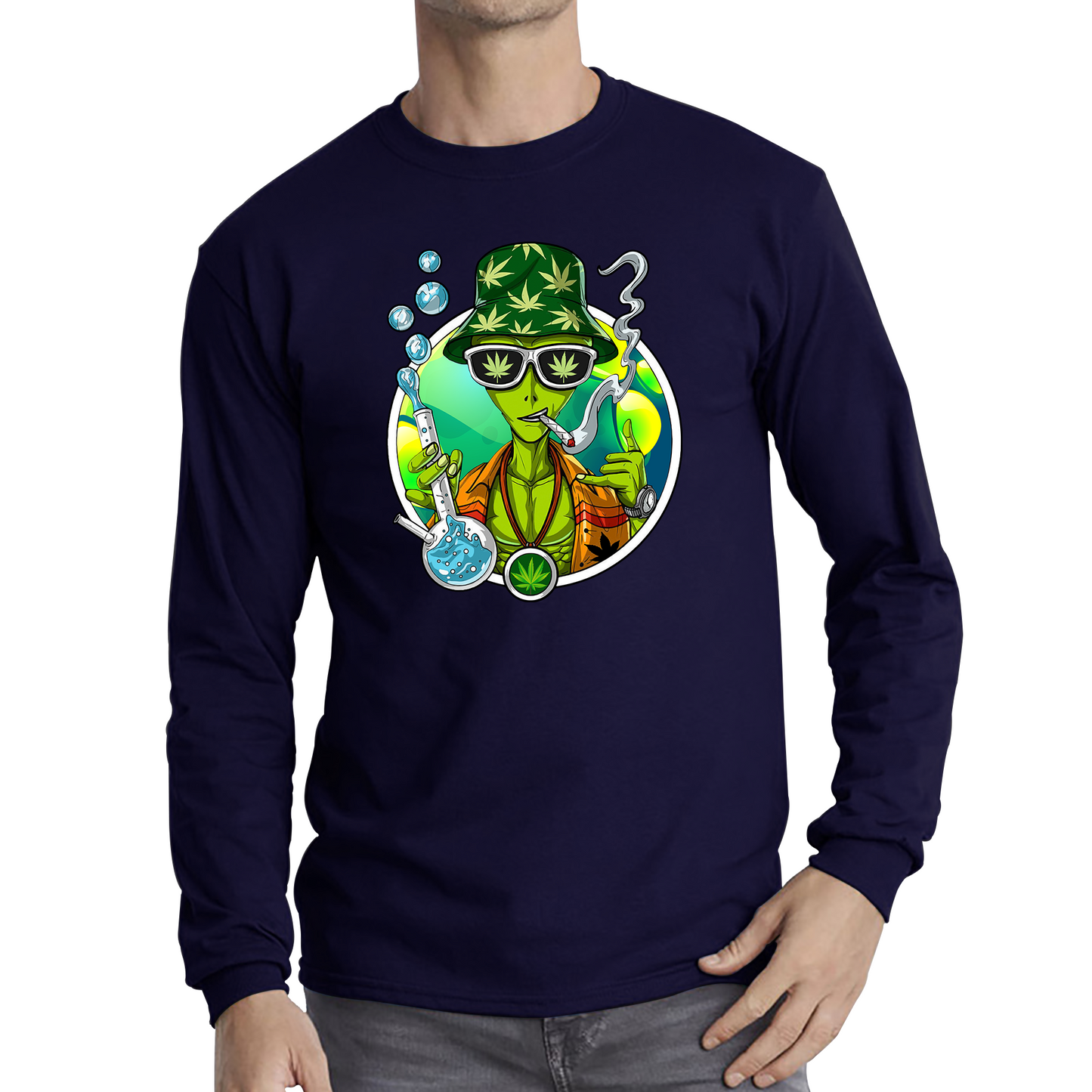 Alien Stoner Smoking Funny T Shirt