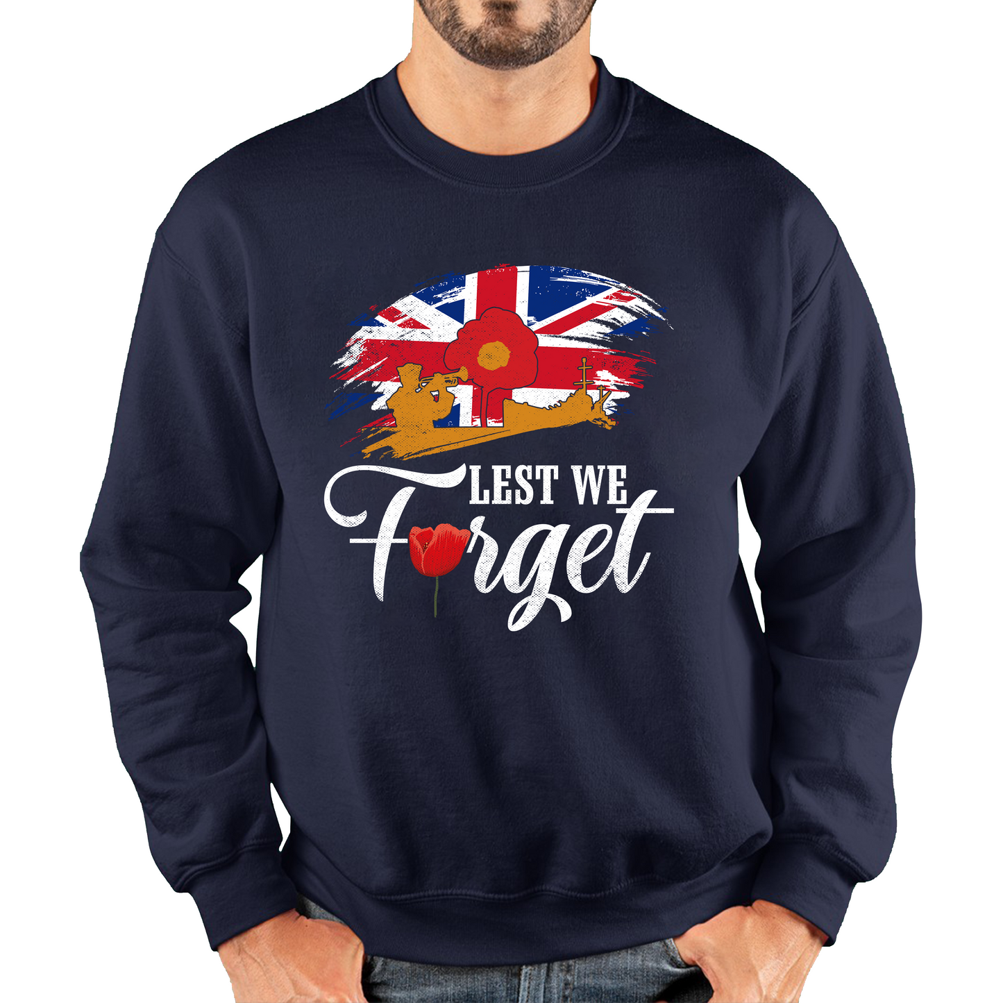 Poppy Flowers Lest We Forget Anzac Day British Veterans Sweatshirt