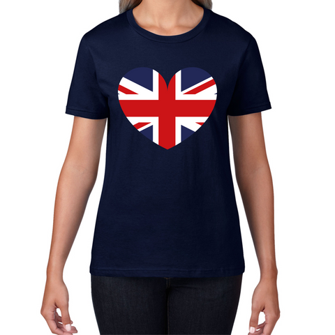 Uk Flag Heart Shape Battle Of Boyne's Queen Platinum Jubilee British Royal Womens Tee Top