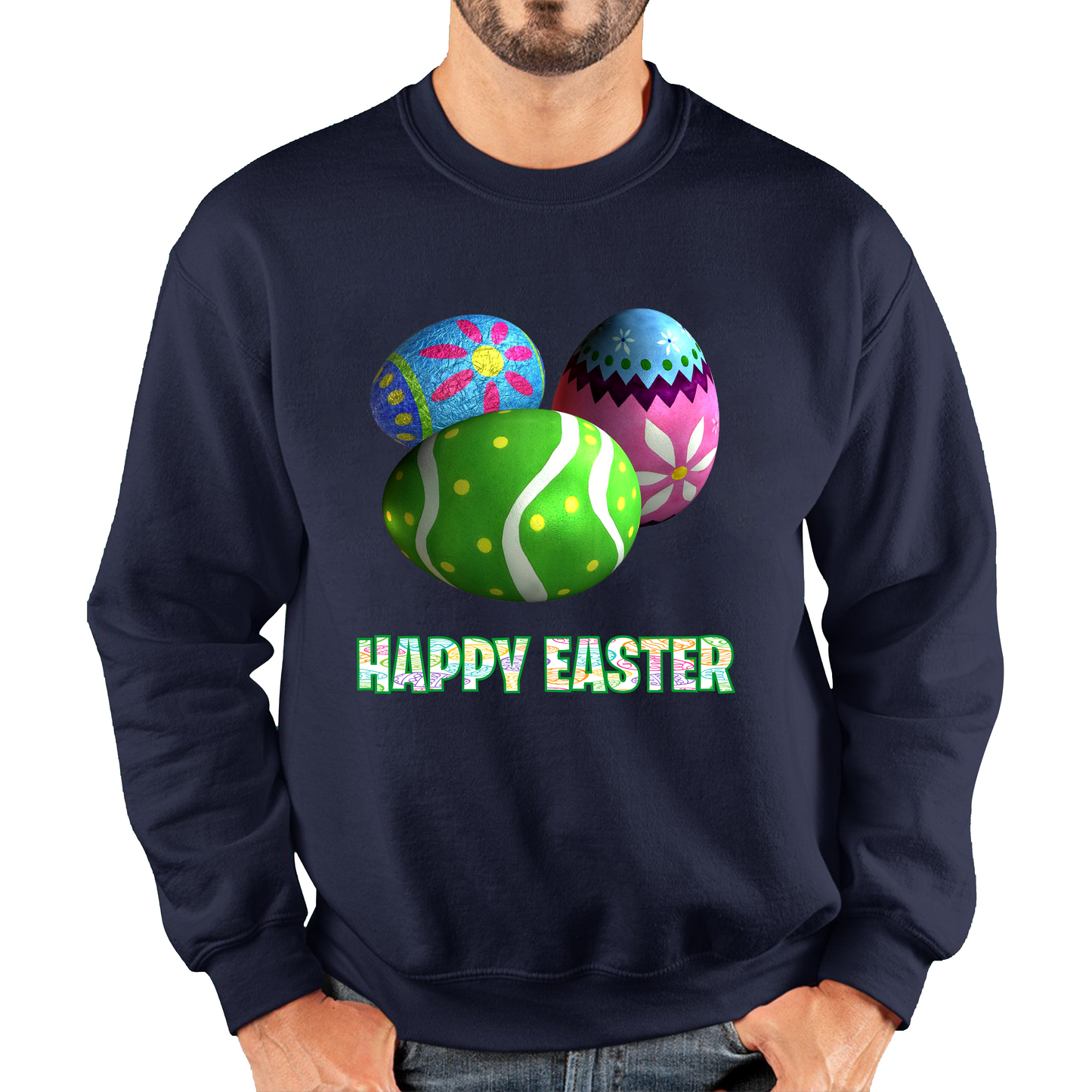 Happy Easter Bunny Colorful Egg Easter Bunny Egg Happy Easter Day Unisex Sweatshirt