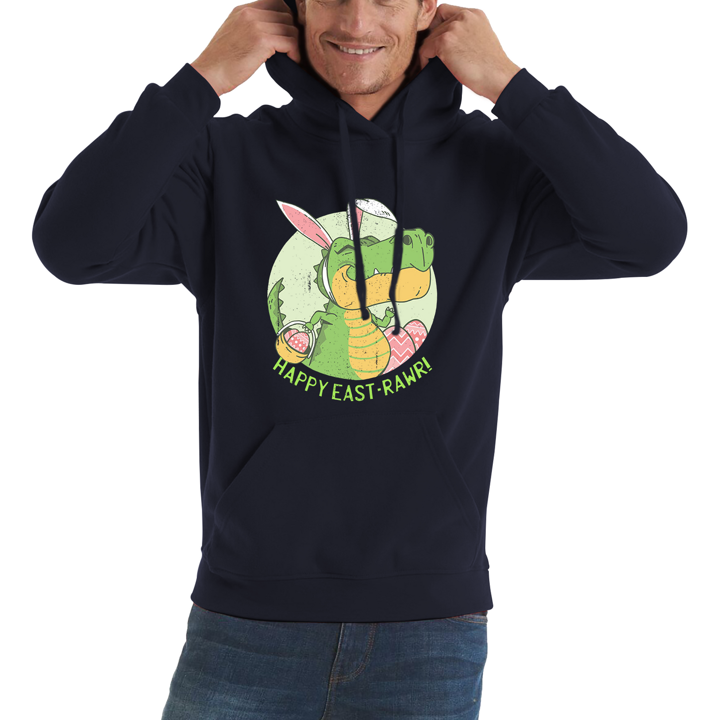 Happy Eastrawr Easter Bunny Dinosaur T-Rex RAWR Easter Egg Rabbit Funny Easter Day Unisex Hoodie