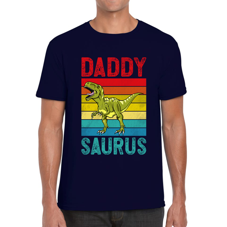 Daddy Saurus Funny T-Rex Father's Day Vintage Dinosaur Animal Mens Tee Top