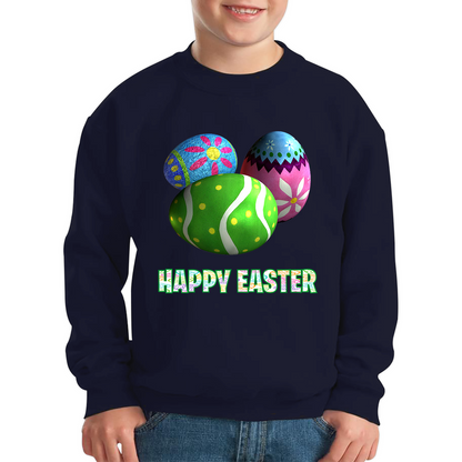 Happy Easter Bunny Colorful Egg Easter Bunny Egg Happy Easter Day Kids Jumper