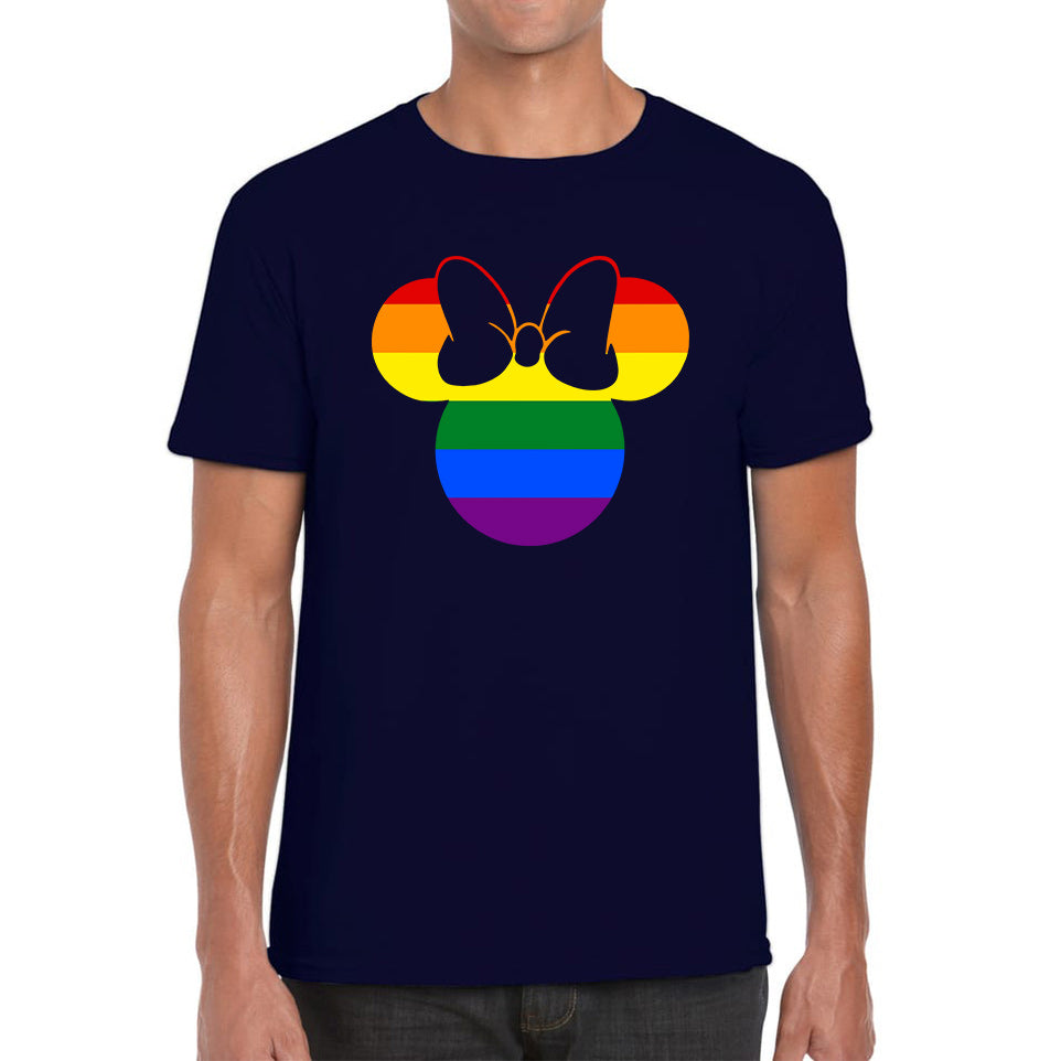 Disney Minnie Mouse Pride Disneyland LGBT Pride Month LGBTQ+ Rainbow Colours Disney World Mens Tee Top