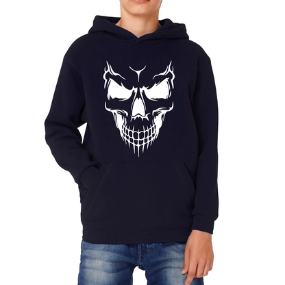 Skull Face Scary Horror Biker Racers Novelty Spooky Kids Hoodie