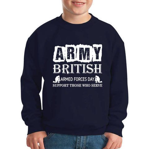 Army British Armed Forces Day Support Those Who Serve Lest We Forget Remembrance Day Veterans Day Poppy Flower Kids Jumper